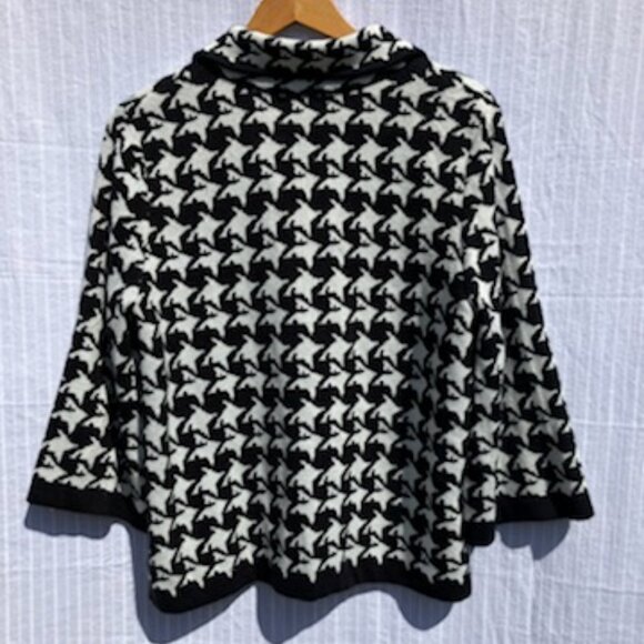 Vintage Womens Button Front Collar Sweater Cardigan Houndstooth Plaid Preppy - Picture 6 of 8